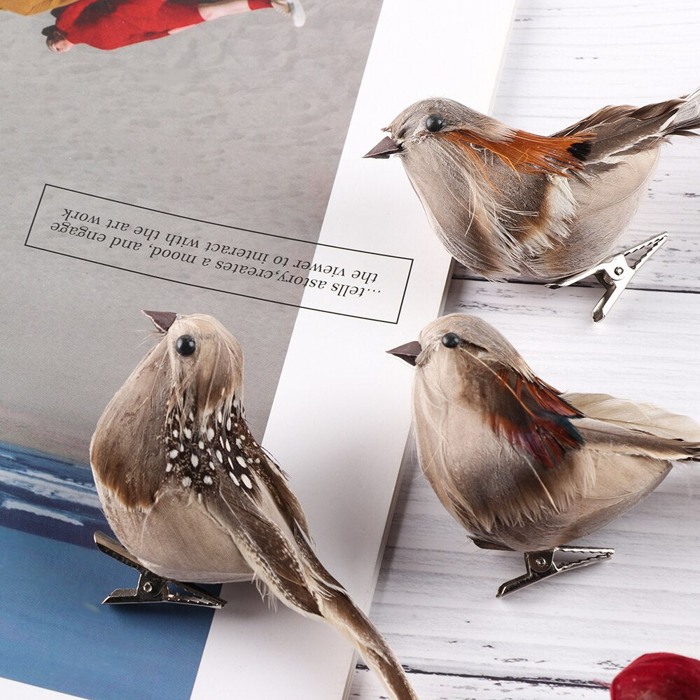 10cm Colorful Feather Simulation Bird Miniature