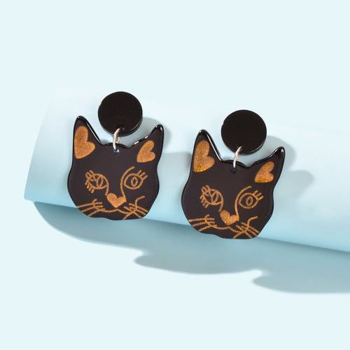 Party Jewellery Gift Black Beige Acrylic Dangle Cute Animal Cartoon