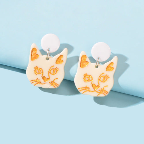 Party Jewellery Gift Black Beige Acrylic Dangle Cute Animal Cartoon
